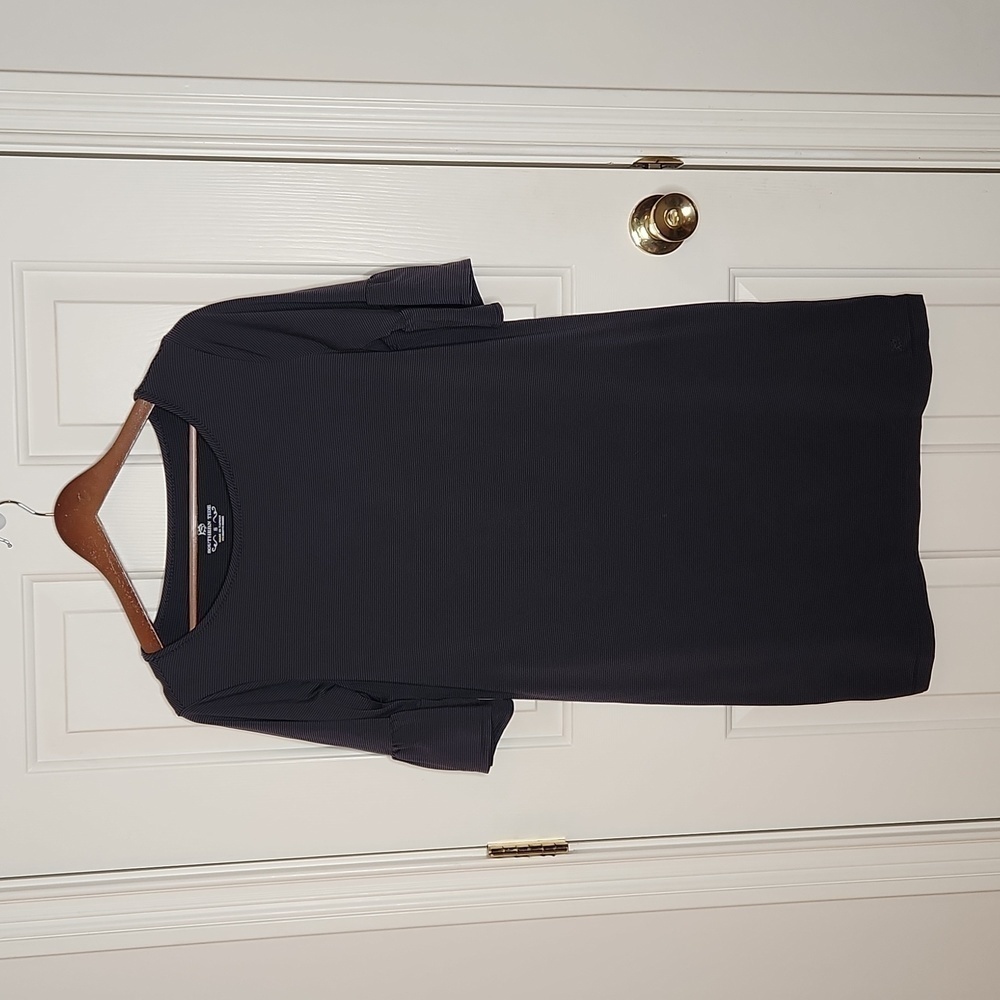 Southern Tide Gameday Micro Stripe Dress Black Gray Size S